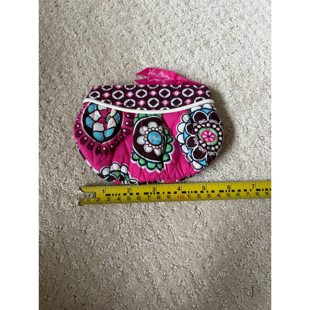 Vera Bradley Coin Purse Women OS Pink Cake Quilted Floral Petals Pouch *Retired*